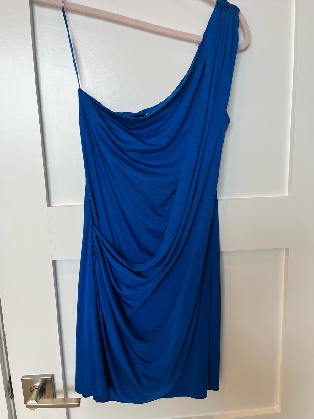 Susana Monaco One-Shoulder Draped Cocktail Dress in Blue